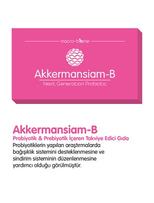 Akkermansiam-B Probiyotik & Prebiyotik içeren Takviye Edici Gıda 1g x 60 saşe Net: 60g℮